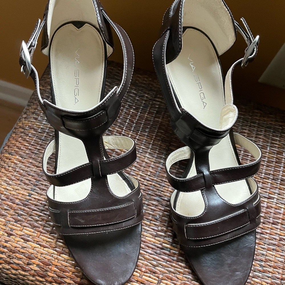 Via Spiga Chocolate Calf Heels